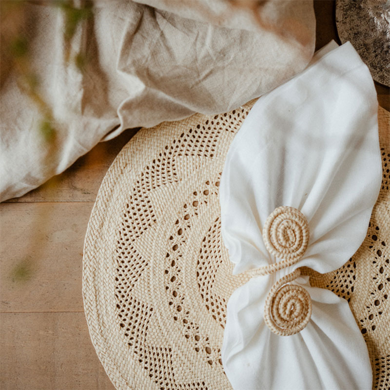 Classic Set of 2 Open Weave Placemats, D30cm, Natural-5