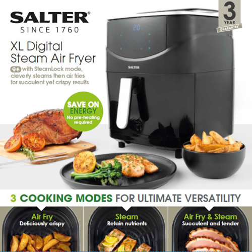 XL Digital Steam Air Fryer, 6.5, Black-6