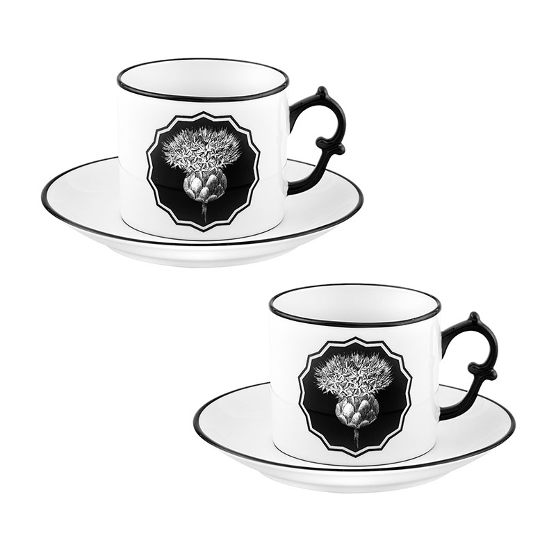 Herbariae Set of 2 Teacup and Saucer, 227ml, White-0