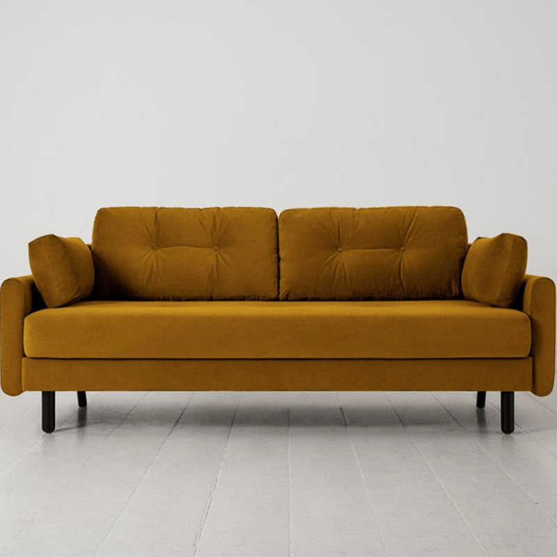 Model 04 3 Seater Velvet Sofa, Mustard-0