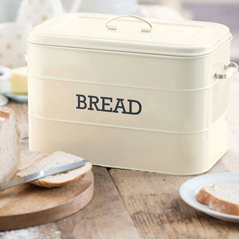 Living Nostalgia Bread bin, 34 x 21.5 x 25cm, Cream Enamelled Steel-0