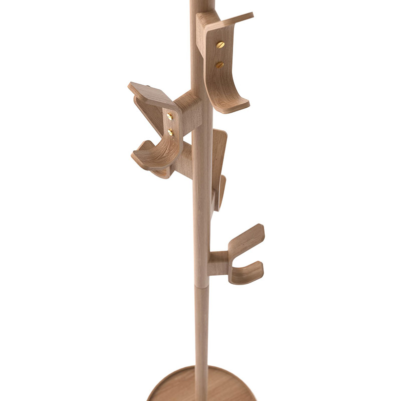 Right Hook Coat Stand, H175cm, Oak-3