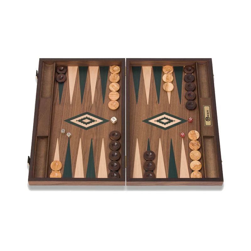 Uber Walnut Backgammon Set, Blue-1