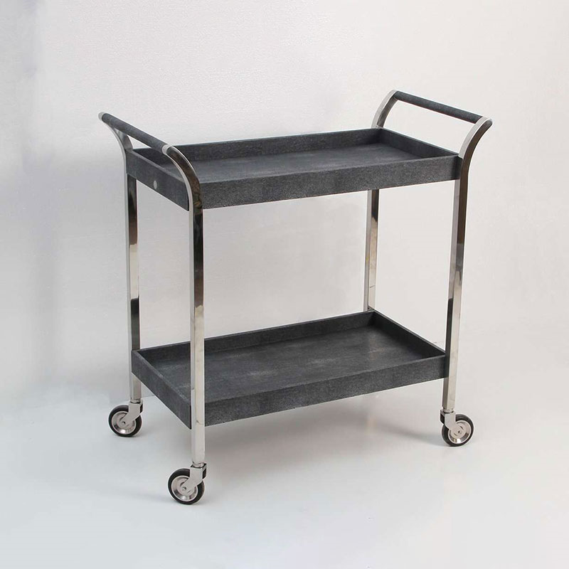 Woodstock Drinks Trolley, Charcoal Shagreen-3