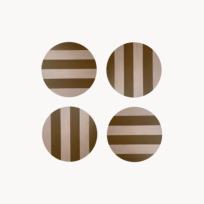 Stripe Set of 4 Coasters, D10cm, Ochre-1