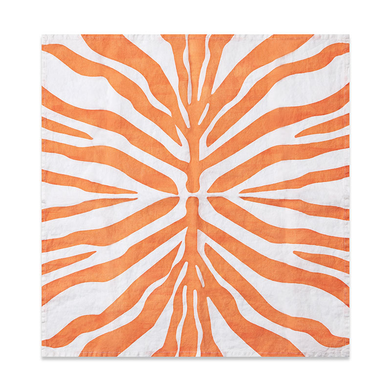 Zebra Linen Napkin, 50cm x 50cm, Tangerine Orange-0