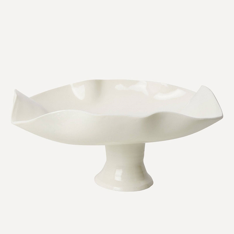 Joanna Ling Porcelain Pedestal Bowl, D25cm, White-1