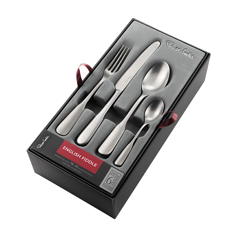 Fiddle Vintage 24 Piece Cutlery Set, Stainless Steel-1