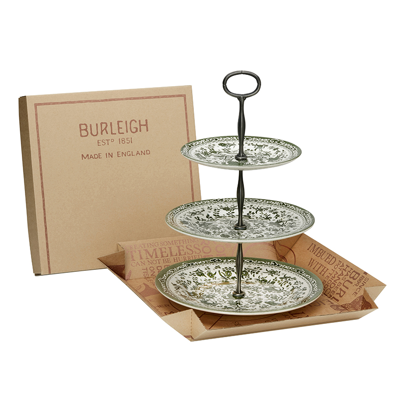 Regal Peacock 3 Tier Cake Stand, H35 x W26.5 x D26.5cm, Green-1