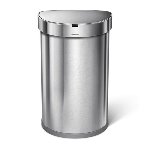 Semi round sensor bin, H64cm - 45 litre, Brushed Stainless Steel-0