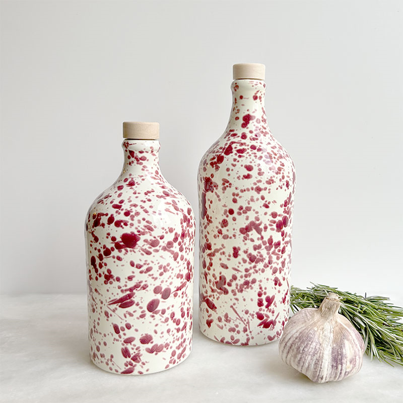 Splatter Ceramic Bottle, 750ml, Cranberry-2