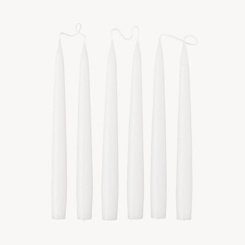 Set of 6 Tapered Dinner Candles, H25cm, White-0