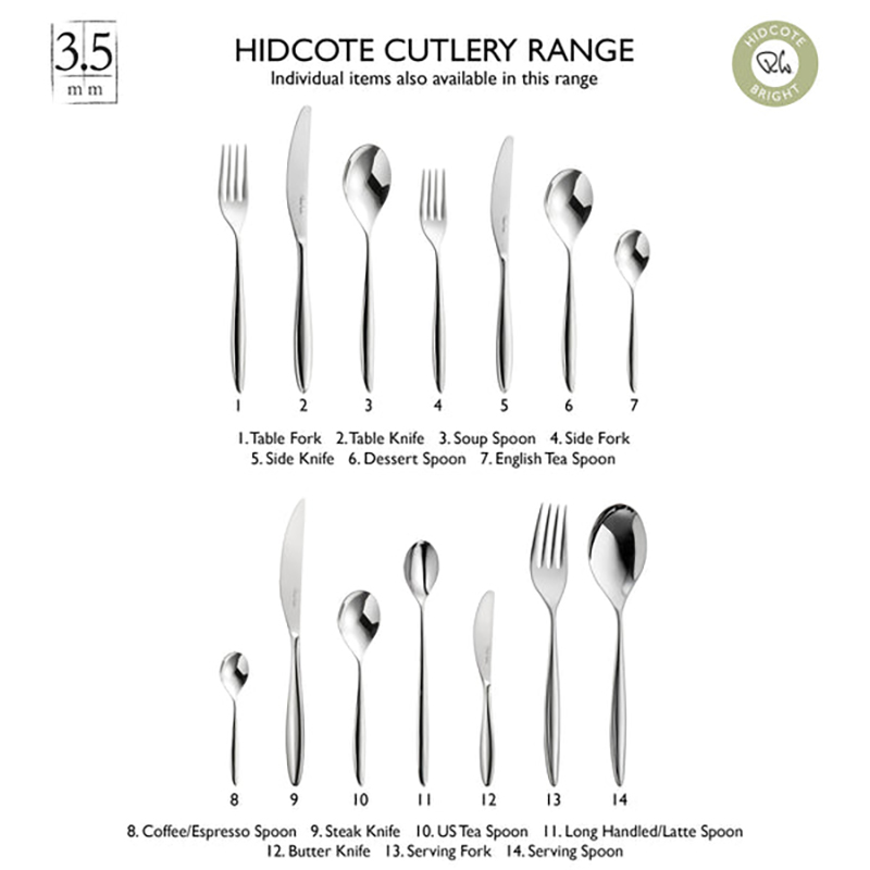 Hidcote Bright 3 piece serving set, Stainless Steel-3