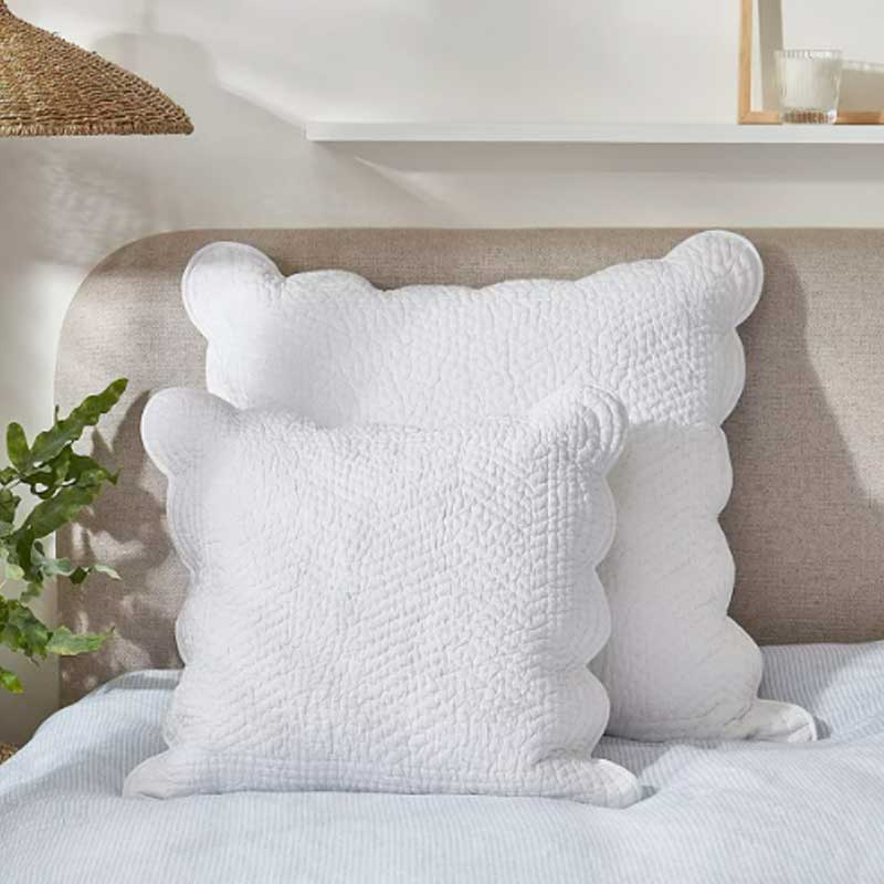 Milfield Scallop Edge Cushion Cover, 50x50cm, White-0