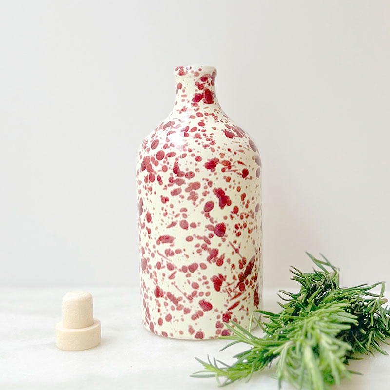 Splatter Ceramic Bottle, 750ml, Cranberry-0