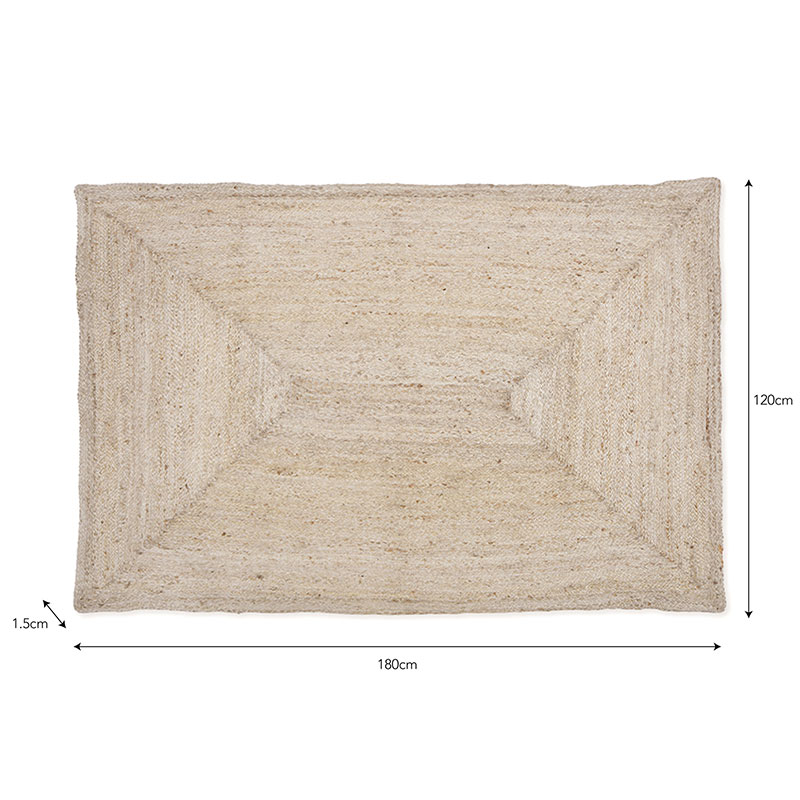 Classic Rectangular Rug, 120 x 180cm, Jute-2