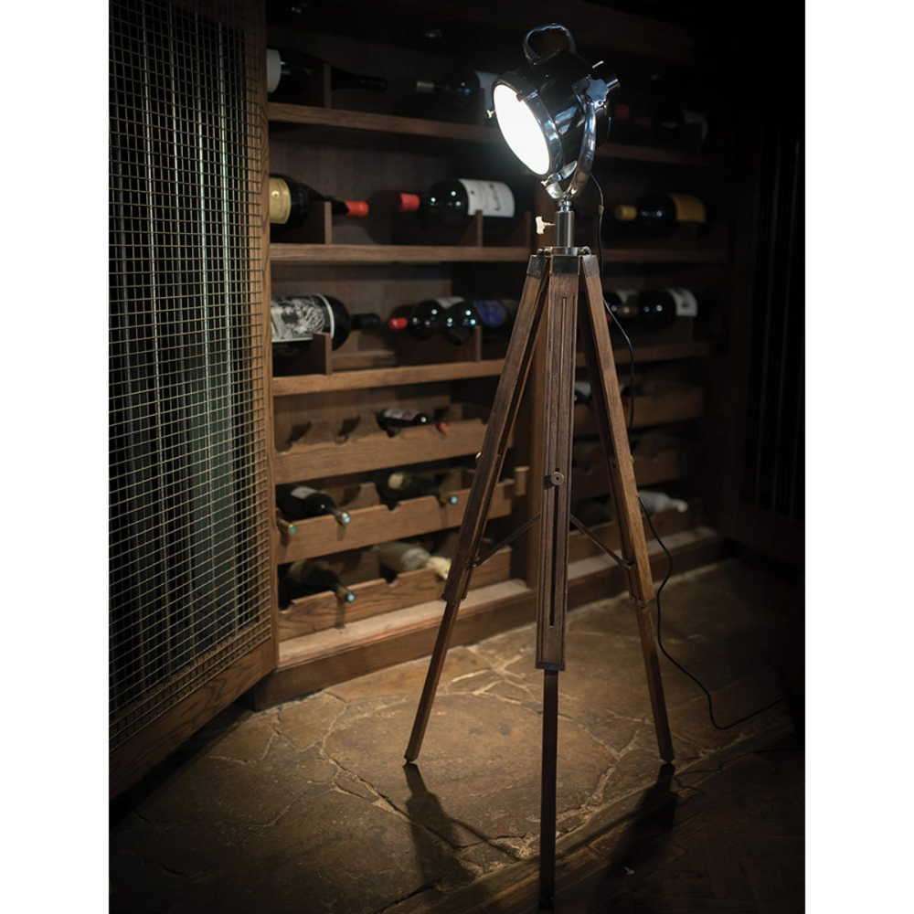 Spotlight with tripod, H150 x W22cm, Wood Tripod-0