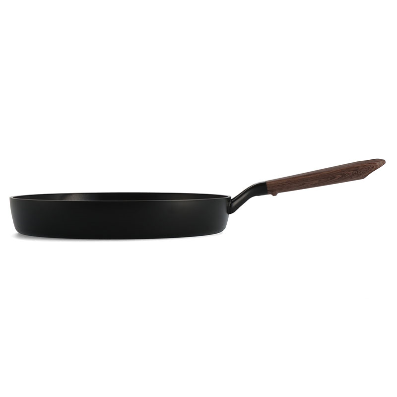 Eco-Smartshape Round Non Stick Grill Pan with Dark Wood Patterned Handle, 28cm, Black-3