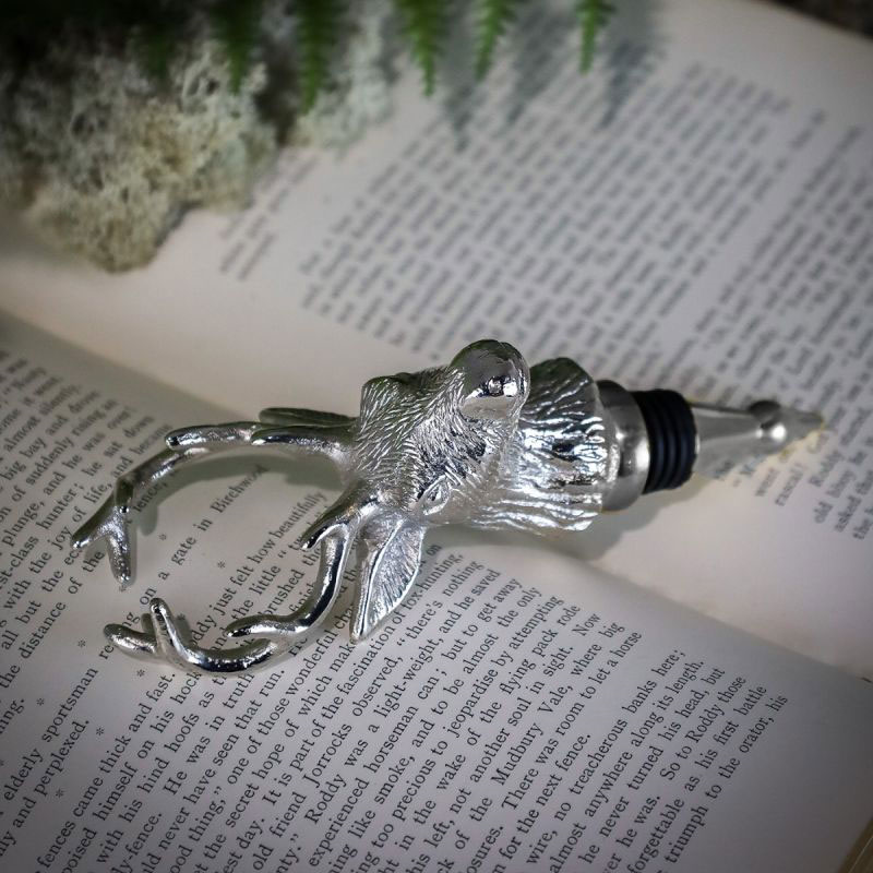 Stag Bottle Stopper, H18.5 x W6cm, Nickel-0