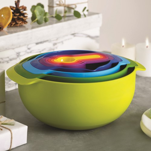 Nest Plus 9 piece stacking bowl and measuring set, Multi-Coloured-5