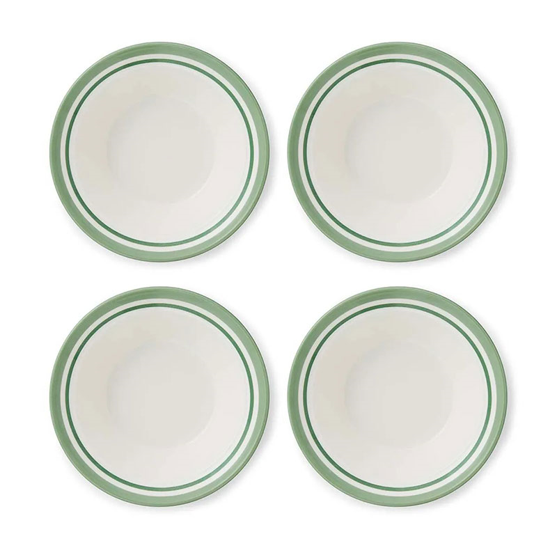 Potter's Stripe Set of 4 Oatmeal Bowls, D16.5cm, Green-1