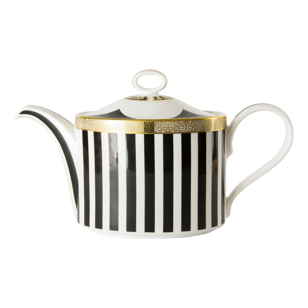 Satori Black Large teapot - charnwood, H15cm, Black/White/Gold-0