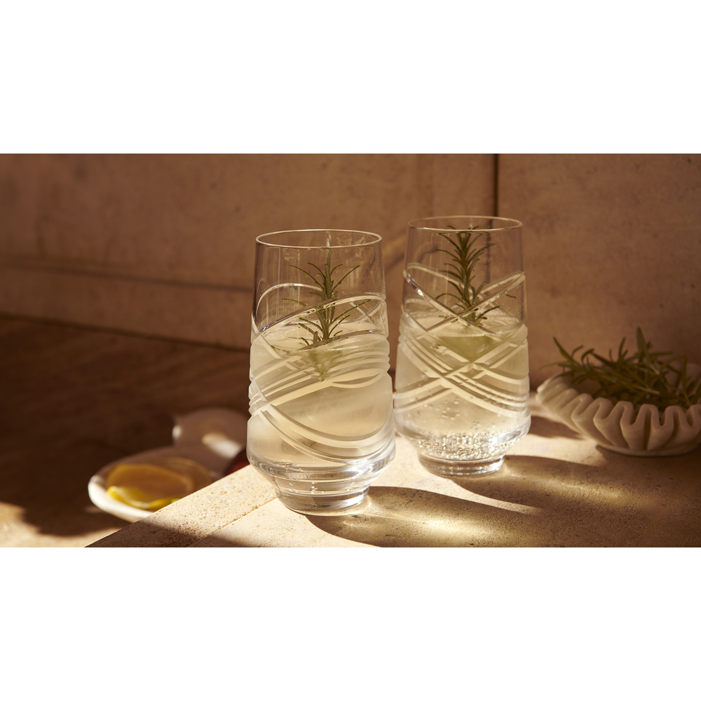 Aran Set of 2 Hi Ball Glasses, 490ml, Clear-2