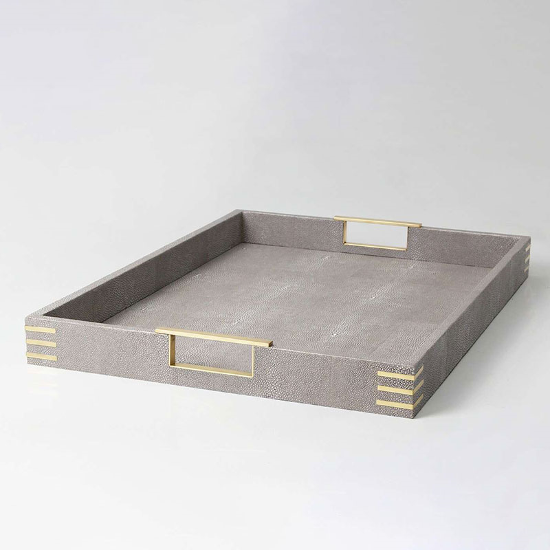 Christie Rectangular Serving Tray, 55 x 40 cm, Barley Shagreen-0