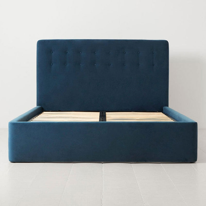 Bed 01 Velvet Double Frame, Teal-1