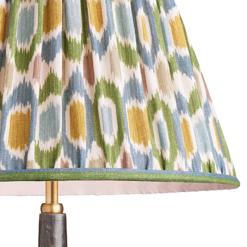 Empire Shade Small Ikat Spot Linen By GP & J Baker, 30cm, Blue/Green-2