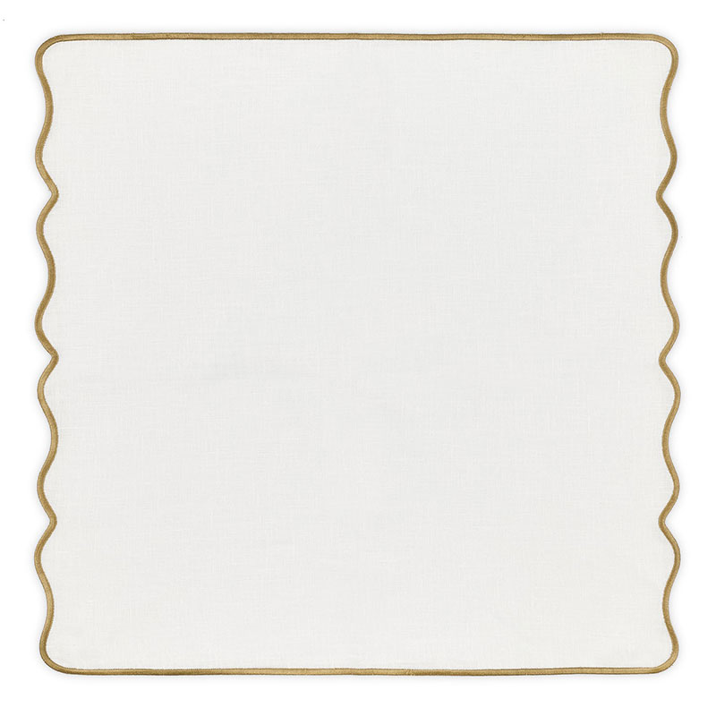 Scalloped Linen Dinner Napkin, Taupe, 50cm, Taupe-1