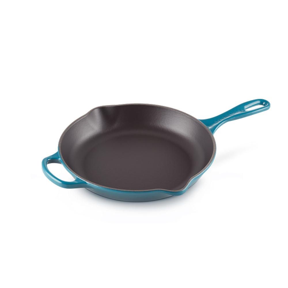 Deep Teal Cast Iron Round Skillet, 26cm-2