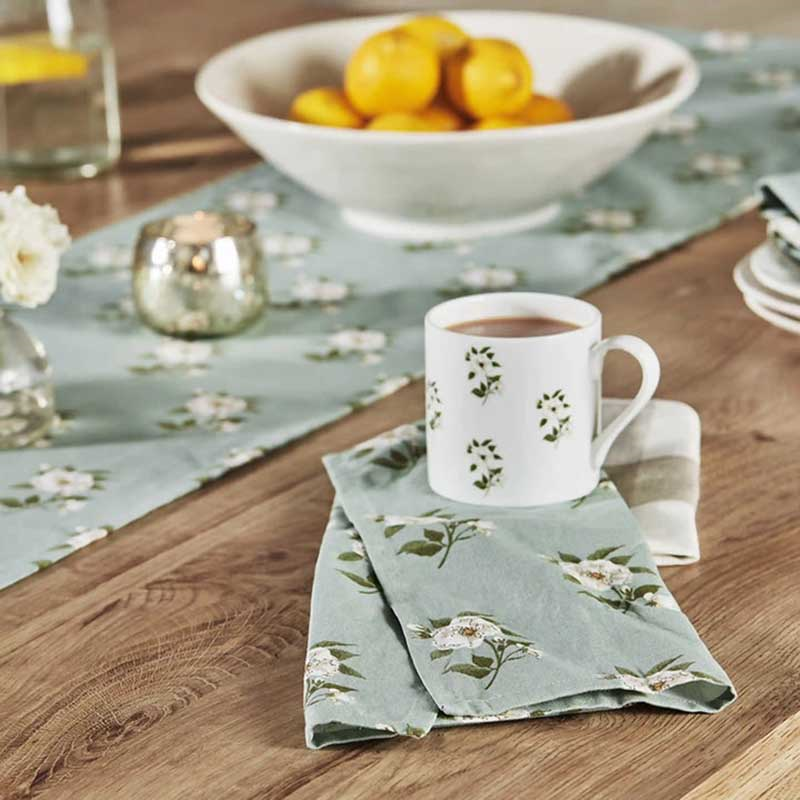 Rose Set of 4 Napkins, Duck Egg-3