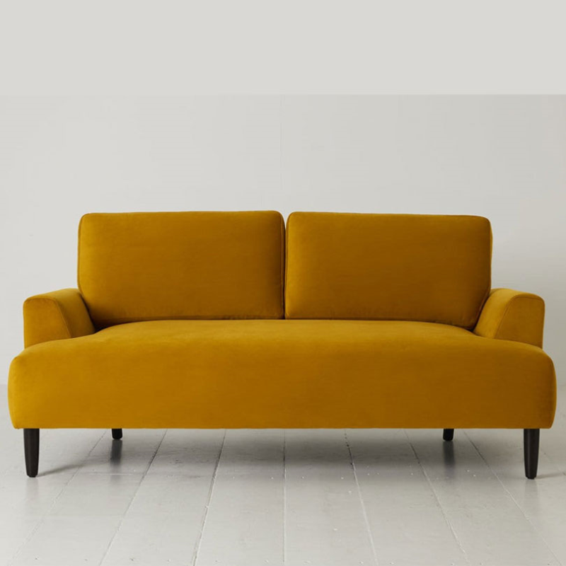 Model 05 2 Seater Velvet Sofa, Mustard-2