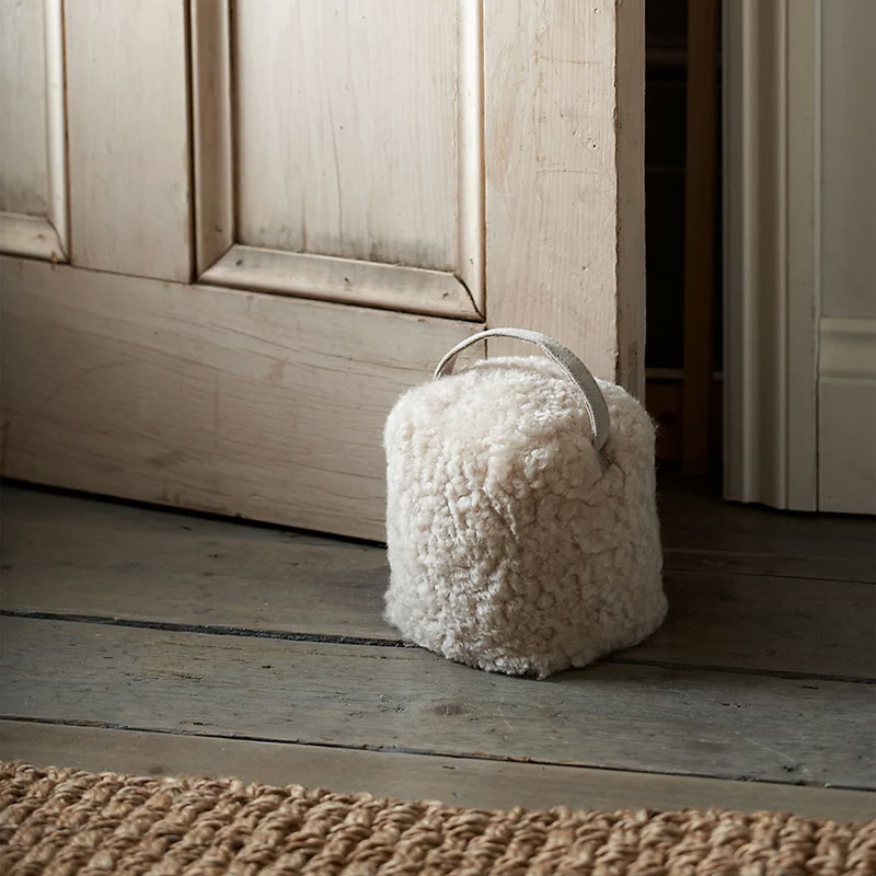 Curly Sheepskin Door Stop, H15cm x W14cm x L14cm, Oatmeal-0