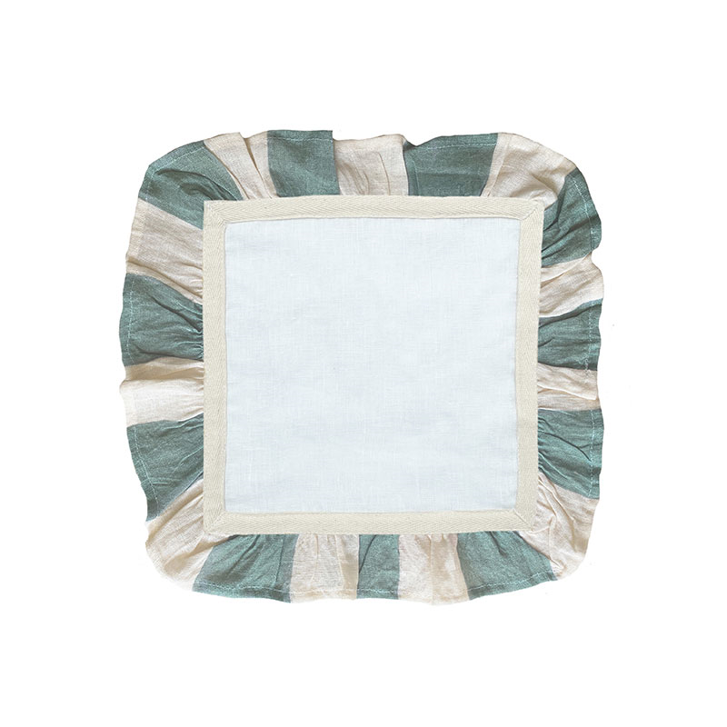 Wide Stripe Set of 2 Napkins, 33 x 33cm, Sea Green-1