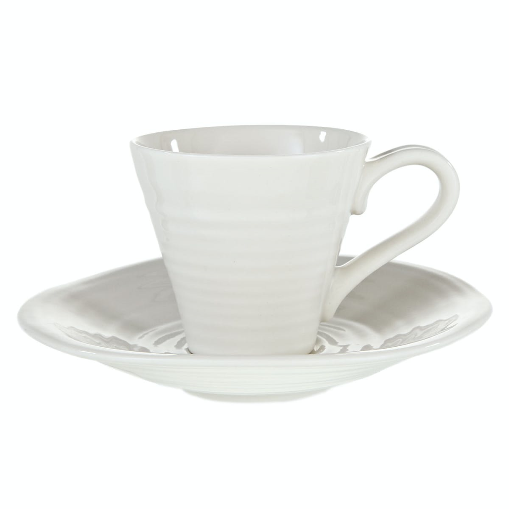 Ceramics Pair of espresso cup and saucers, 8cl, White-0