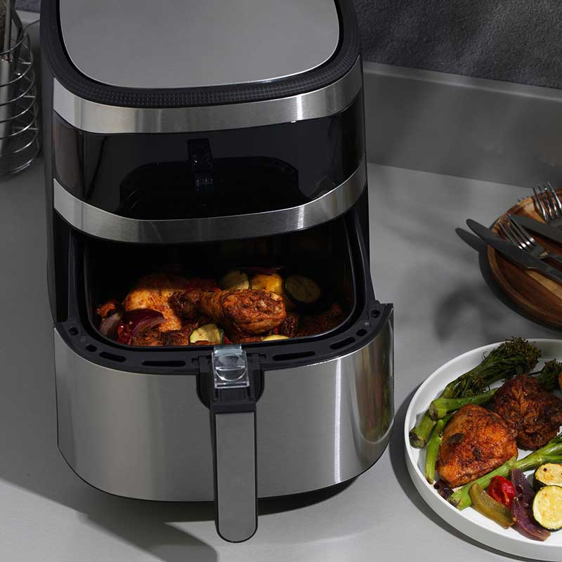 XXL Hot Air Fryer, 8L, Black-0