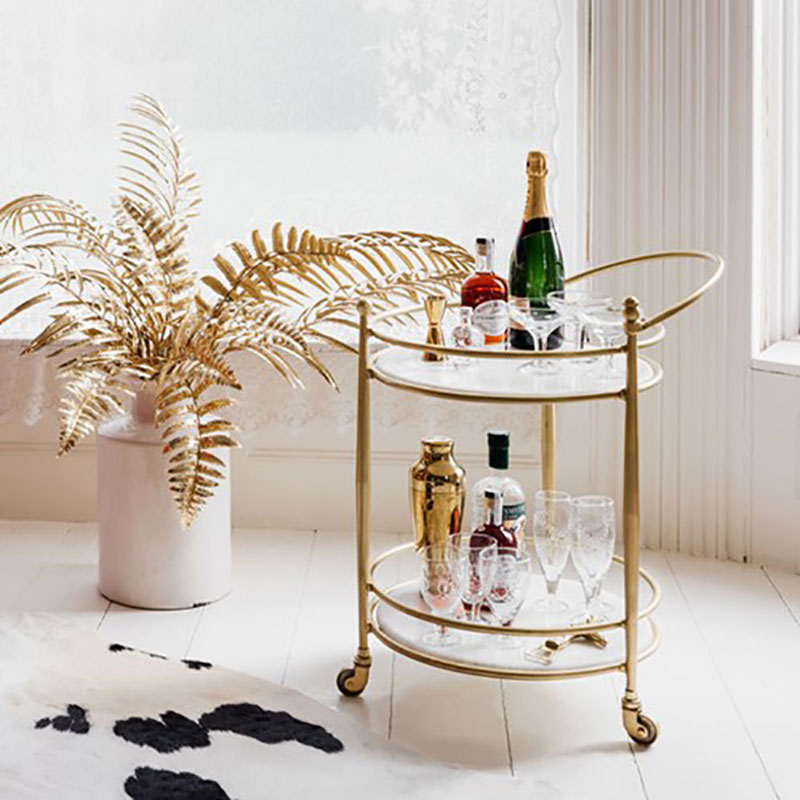 Round drinks trolley, H68 x W58 x D46cm, Gold-0