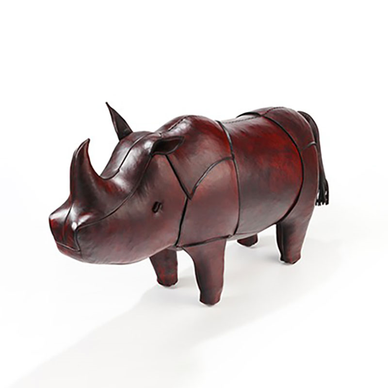 Hand Crafted Leather Rhinoceros, Medium-0