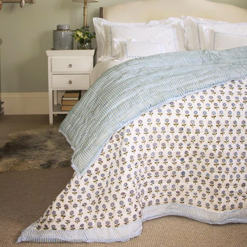 Daisy Double Quilt, Blue-5