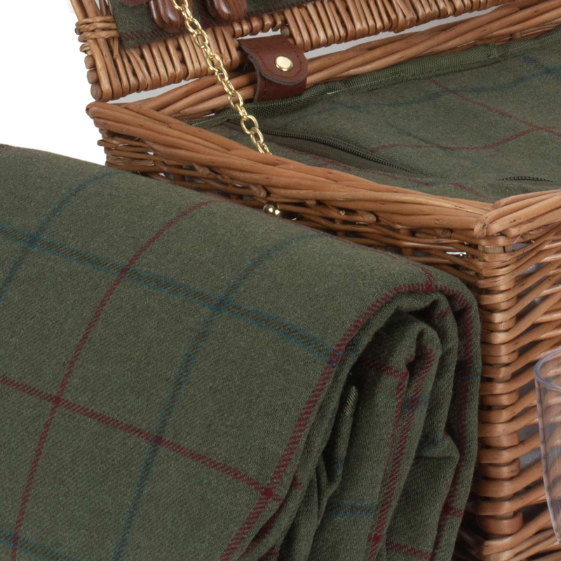 Tweed 4 Person Classic Picnic Hamper, Green-1