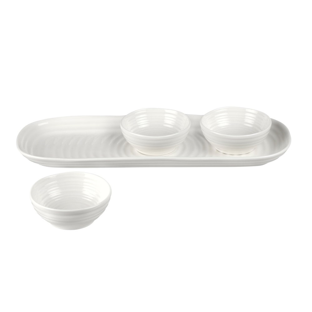 3 bowl & tray set, White-4