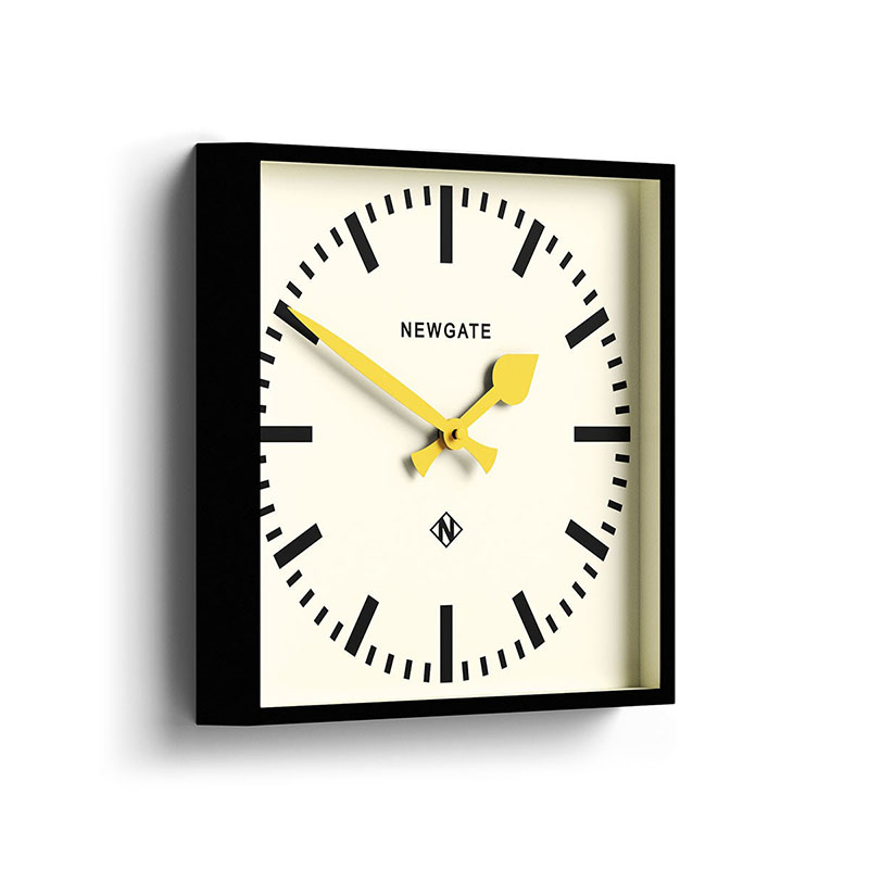 Number Five Wall Clock  with Yellow Hands, 33.5cm, Black-3