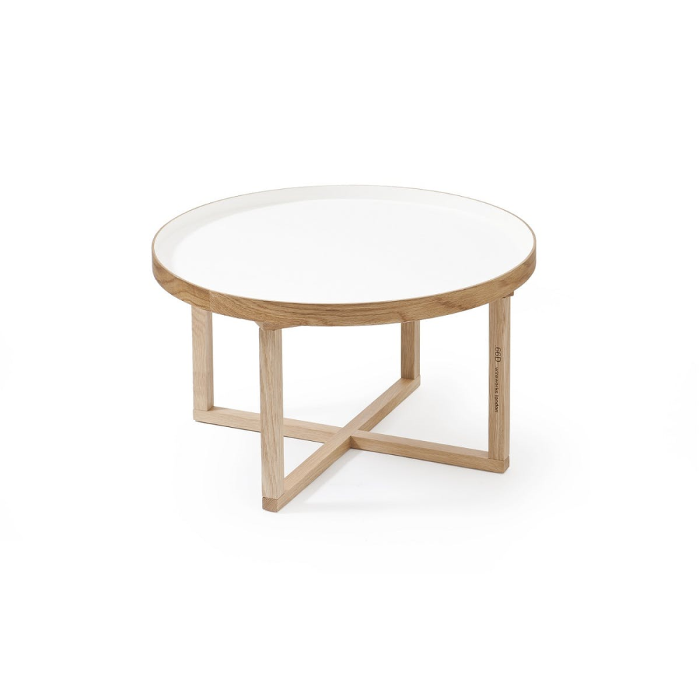 Coffee table, H38 x W66 x D66cm, White/Oak-0