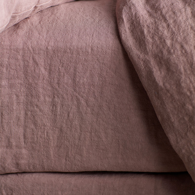 Linen Duvet Cover, King, Vintage Rose-3