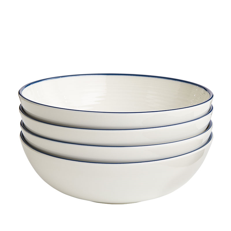 Gordon Ramsay Maze Denim Line Set of 4 Cereal Bowls, D18cm, White-0