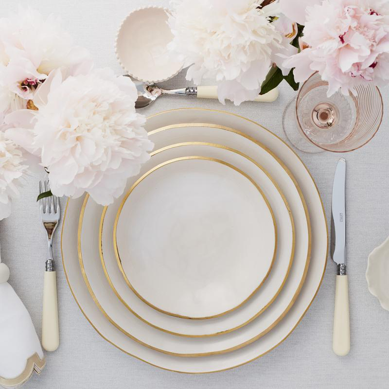 Blush 4 Piece Dinnerware Set, Gold Edge-3