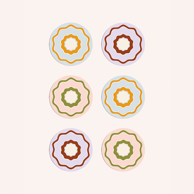 Flowerama Set of 6 Coasters, D10cm, Multi-0