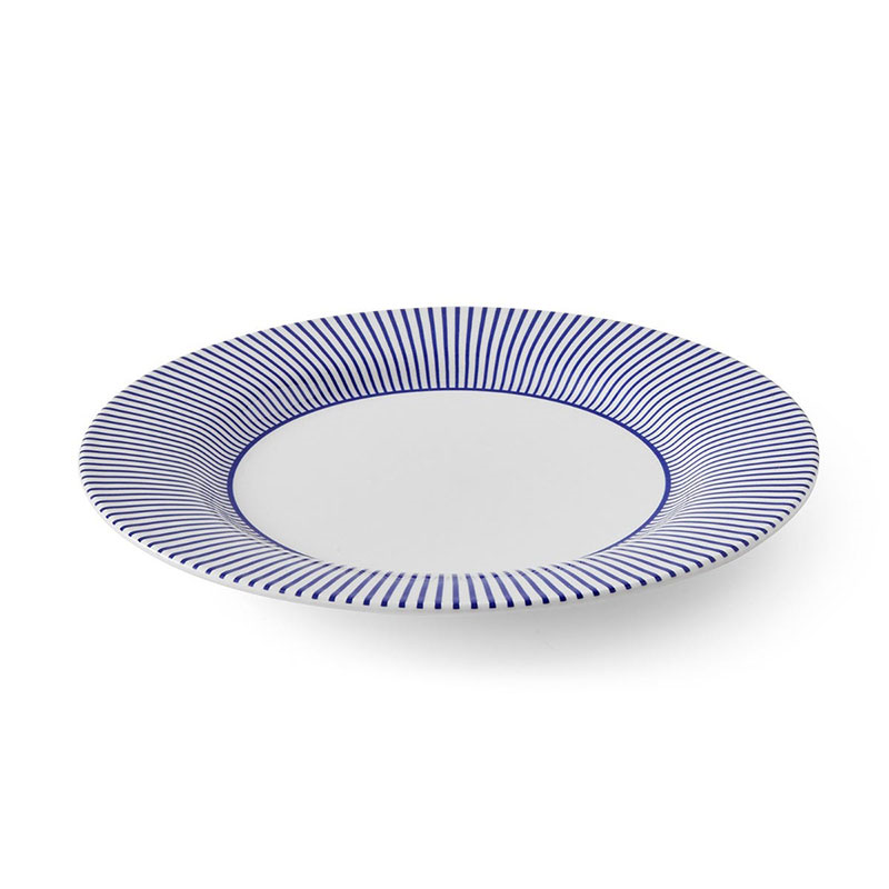 Stecatto Set of 4 Dinner Plates, D28cm, White and Blue-3